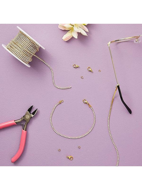 Цепь со стразами, 3,5 мм, 9 ± 1 м, цвет золотой