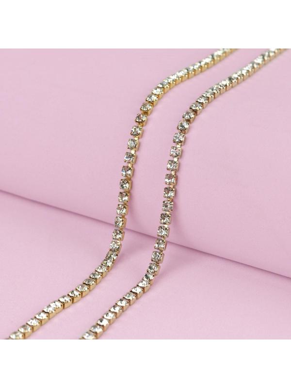Цепь со стразами, 3,5 мм, 9 ± 1 м, цвет золотой