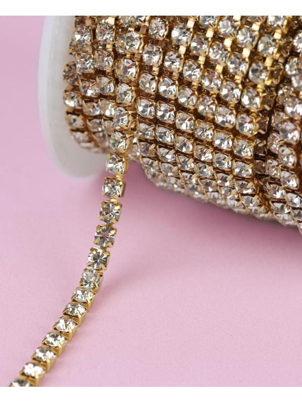 Цепь со стразами, 3,5 мм, 9 ± 1 м, цвет золотой