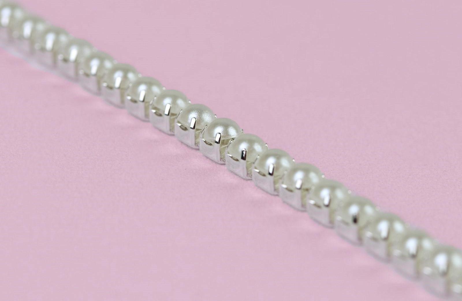 Цепь с жемчугом, 3,5 мм, 9 ± 1 м, цвет серебряный