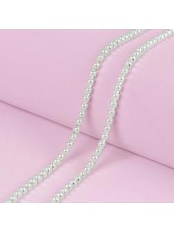 Цепь с жемчугом, 3,5 мм, 9 ± 1 м, цвет серебряный