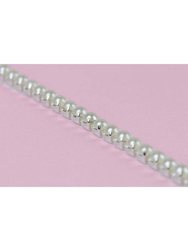 Цепь с жемчугом, 3,5 мм, 9 ± 1 м, цвет серебряный