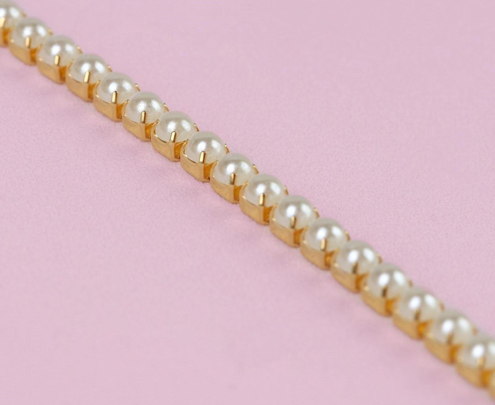 Цепь с жемчугом, 3,5 мм, 9 ± 1 м, цвет золотой