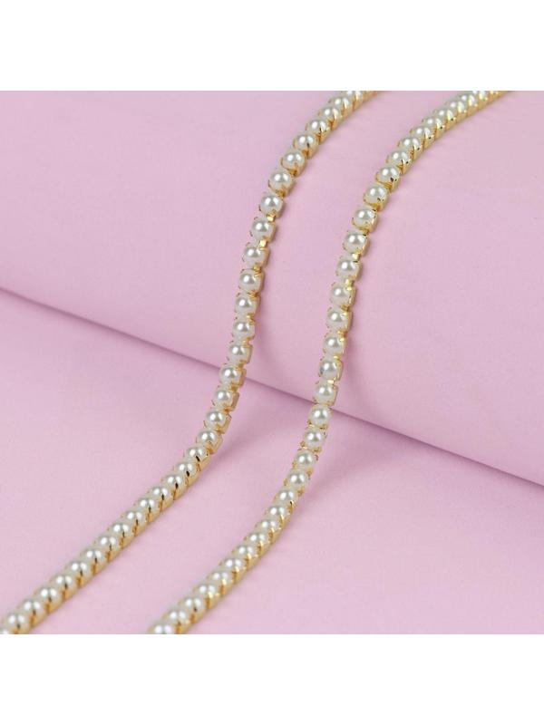 Цепь с жемчугом, 3,5 мм, 9 ± 1 м, цвет золотой