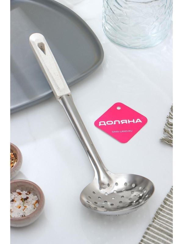 Шумовка из нержавеющей стали Доляна «Соната», h=34 см, цвет серебряный
