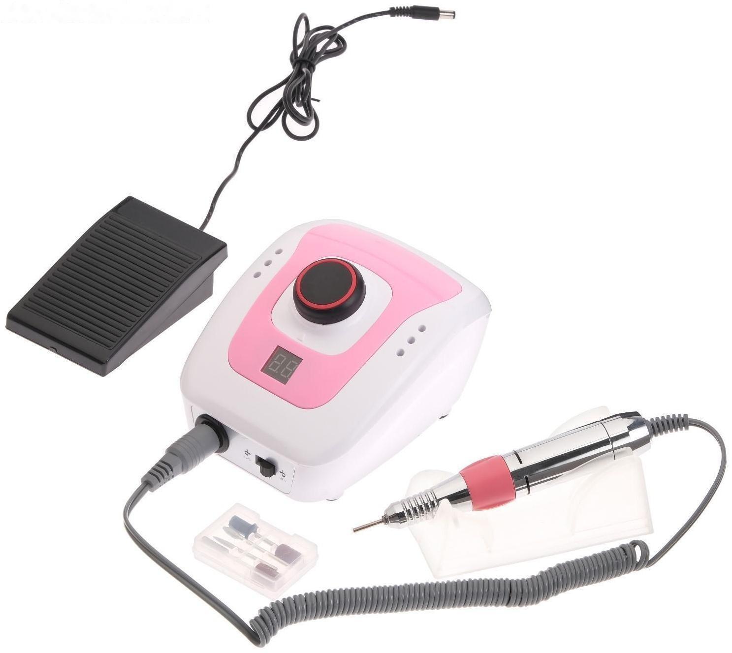 Аппарат для маникюра и педикюра JessNail DM-206, 4 насадки, 35 000 об/мин, бело-розовый