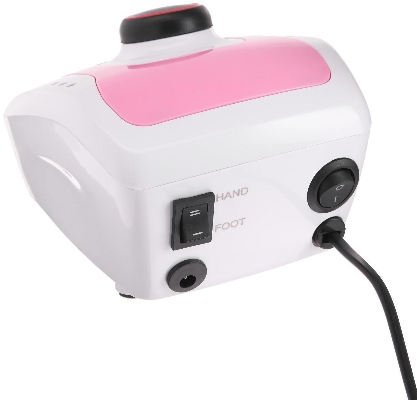 Аппарат для маникюра и педикюра JessNail DM-206, 4 насадки, 35 000 об/мин, бело-розовый