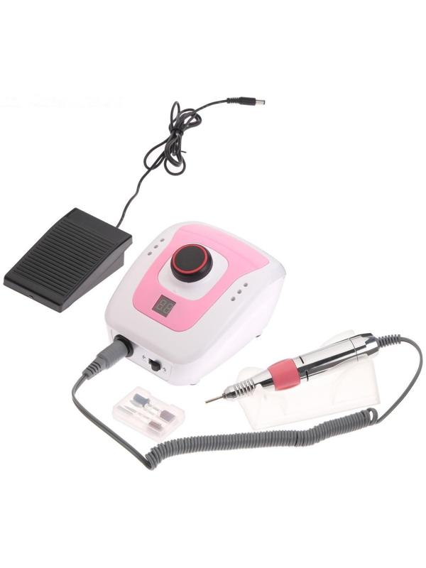 Аппарат для маникюра и педикюра JessNail DM-206, 4 насадки, 35 000 об/мин, бело-розовый