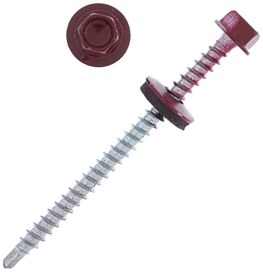 Саморезы кровельные 4.8х70 RAL3005, красный, 100 шт.