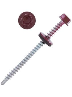 Саморезы кровельные 4.8х70 RAL3005, красный, 100 шт.