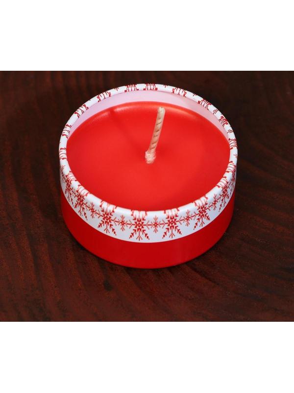 Свеча в железной банке «С Новым годом», аромат вишня, 4,5 х 4,5 х 2,5 см.