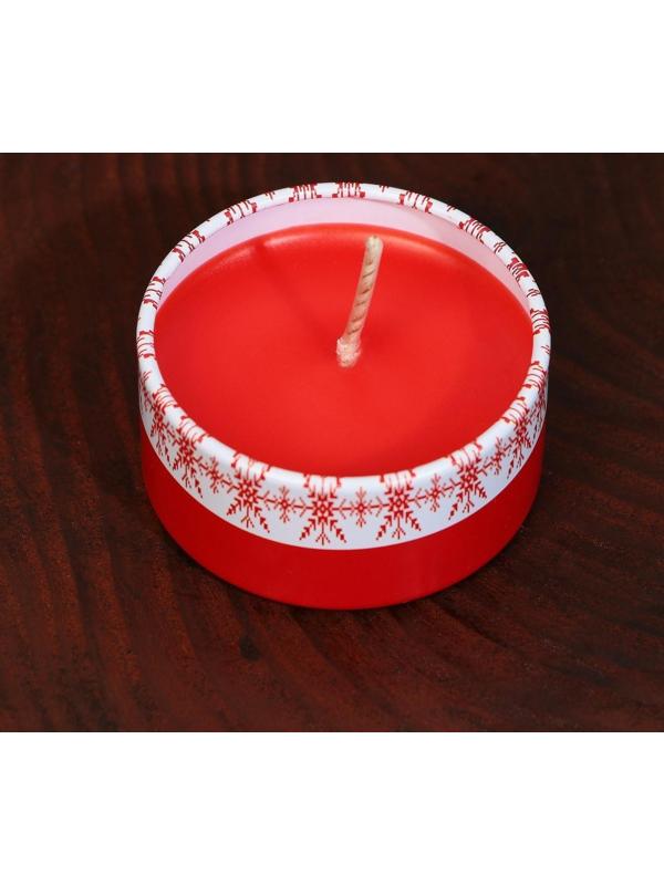 Свеча в железной банке «С Новым годом», аромат вишня, 4,5 х 4,5 х 2,5 см.