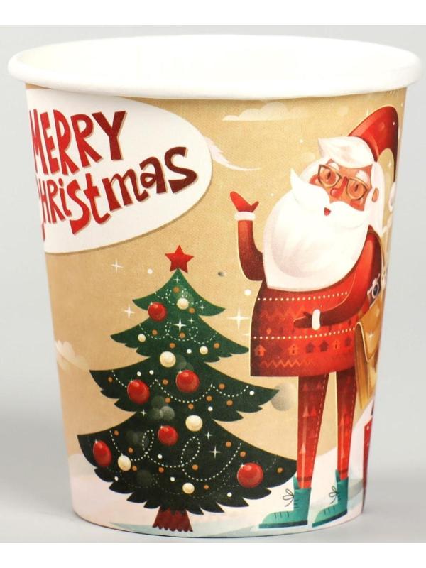 Стакан бумажный «Дед Мороз у ёлочки», набор 6 шт.