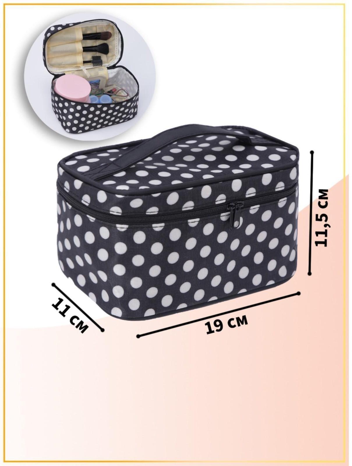 Косметичка на молнии, с зеркалом, цвет чёрный