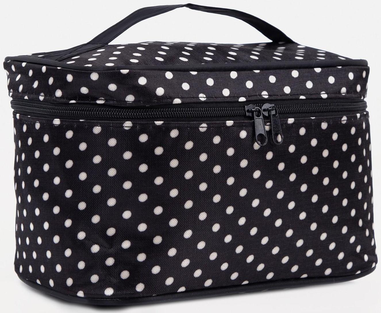 Косметичка на молнии, с зеркалом, цвет чёрный