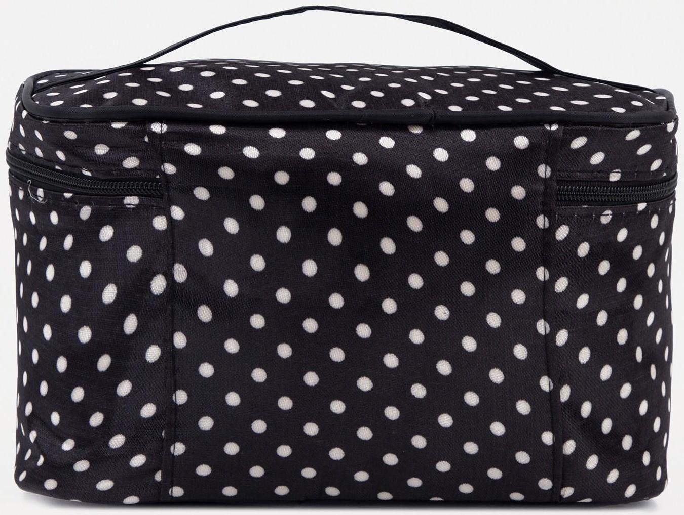 Косметичка на молнии, с зеркалом, цвет чёрный