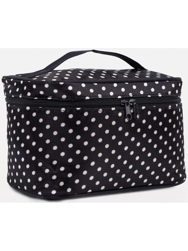 Косметичка на молнии, с зеркалом, цвет чёрный