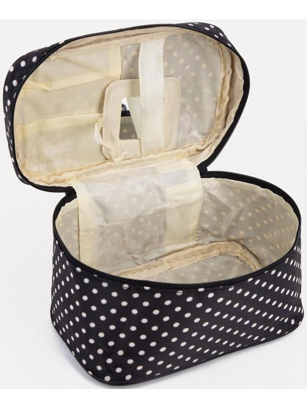 Косметичка на молнии, с зеркалом, цвет чёрный