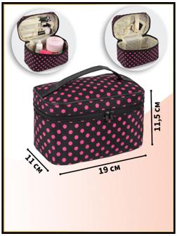 Косметичка на молнии, с зеркалом, цвет чёрный/малиновый