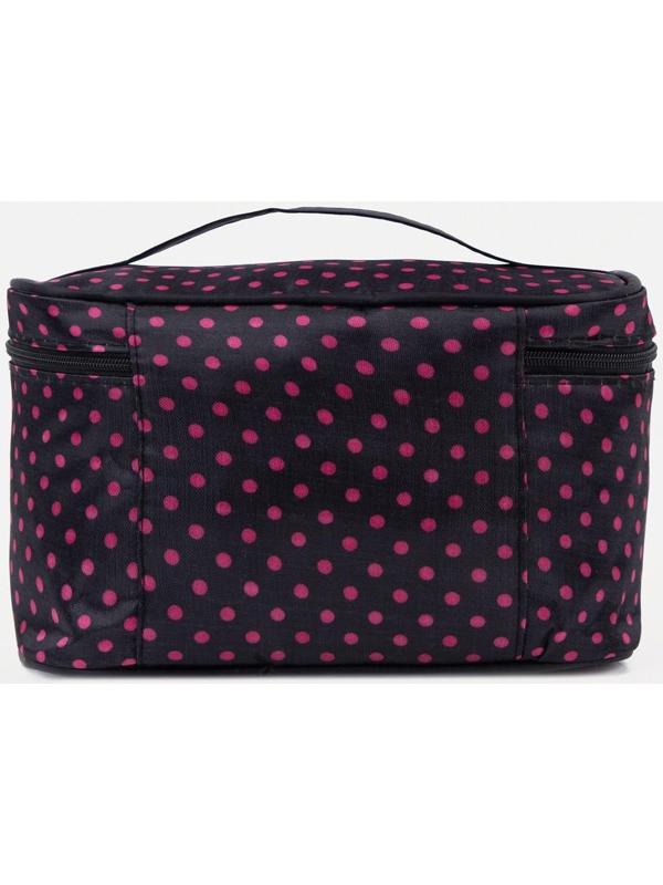 Косметичка на молнии, с зеркалом, цвет чёрный/малиновый