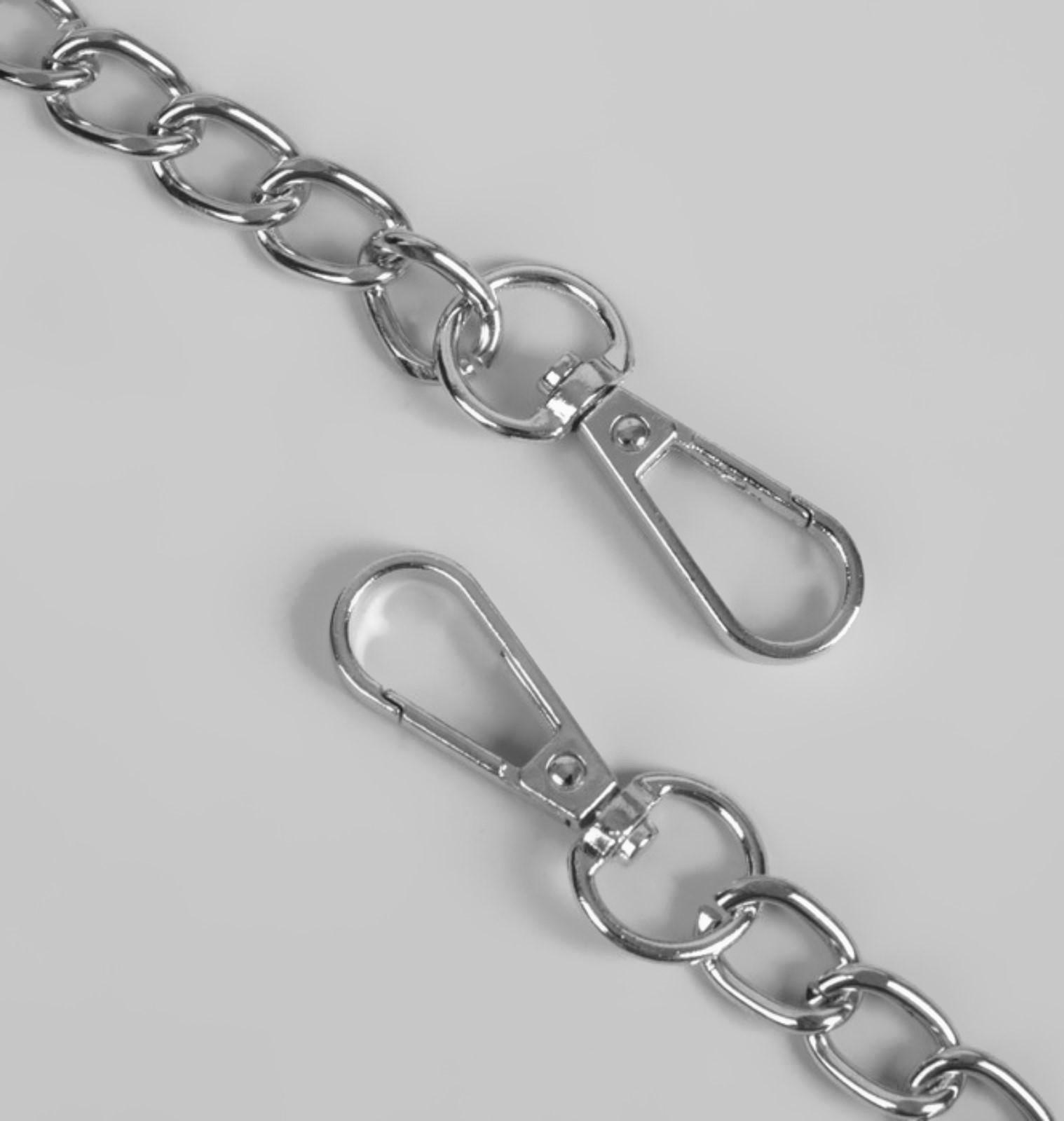 Ручка для сумки, с цепочками и карабинами, 120 × 1,8 см, цвет чёрный