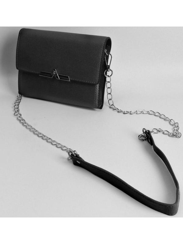 Ручка для сумки, с цепочками и карабинами, 120 × 1,8 см, цвет чёрный