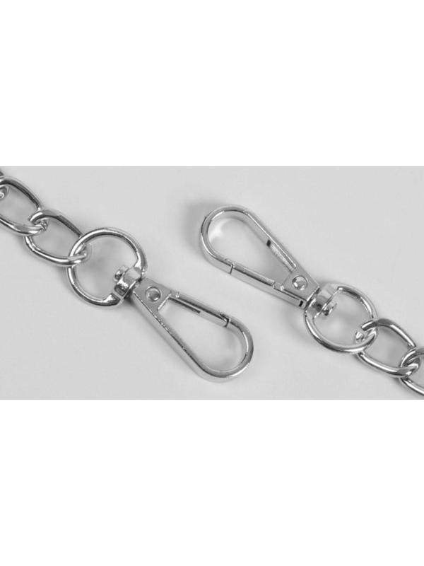 Ручка для сумки, с цепочками и карабинами, 120 × 1,8 см, цвет серебряный