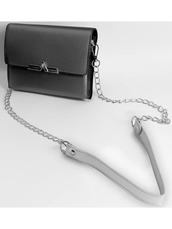 Ручка для сумки, с цепочками и карабинами, 120 × 1,8 см, цвет серебряный