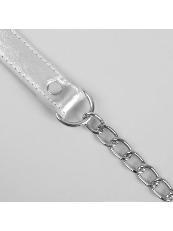 Ручка для сумки, с цепочками и карабинами, 120 × 1,8 см, цвет серебряный