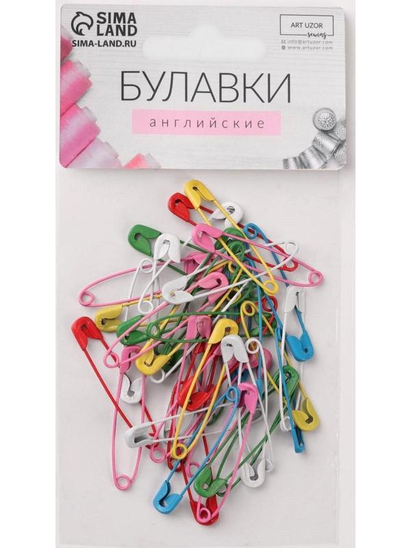 Булавки английские №1, 38 мм, 100 шт, цвет разноцветный