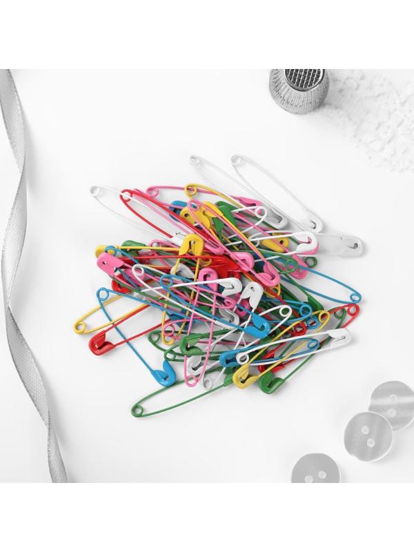 Булавки английские №1, 38 мм, 100 шт, цвет разноцветный