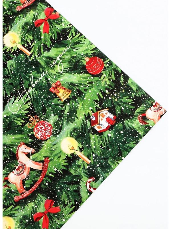 Бумага упаковочная глянцевая «Новогодняя ёлка», 70 × 100 см / 10 шт.