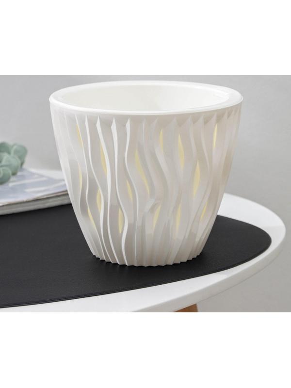 Кашпо для цветов со вставкой «Вдохновение», 2,25 л, цвет белый