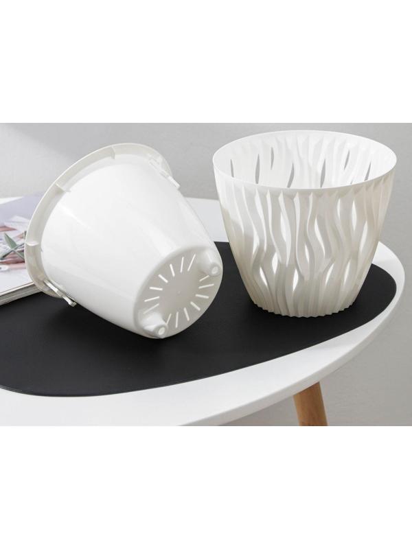 Кашпо для цветов со вставкой «Вдохновение», 2,25 л, цвет белый