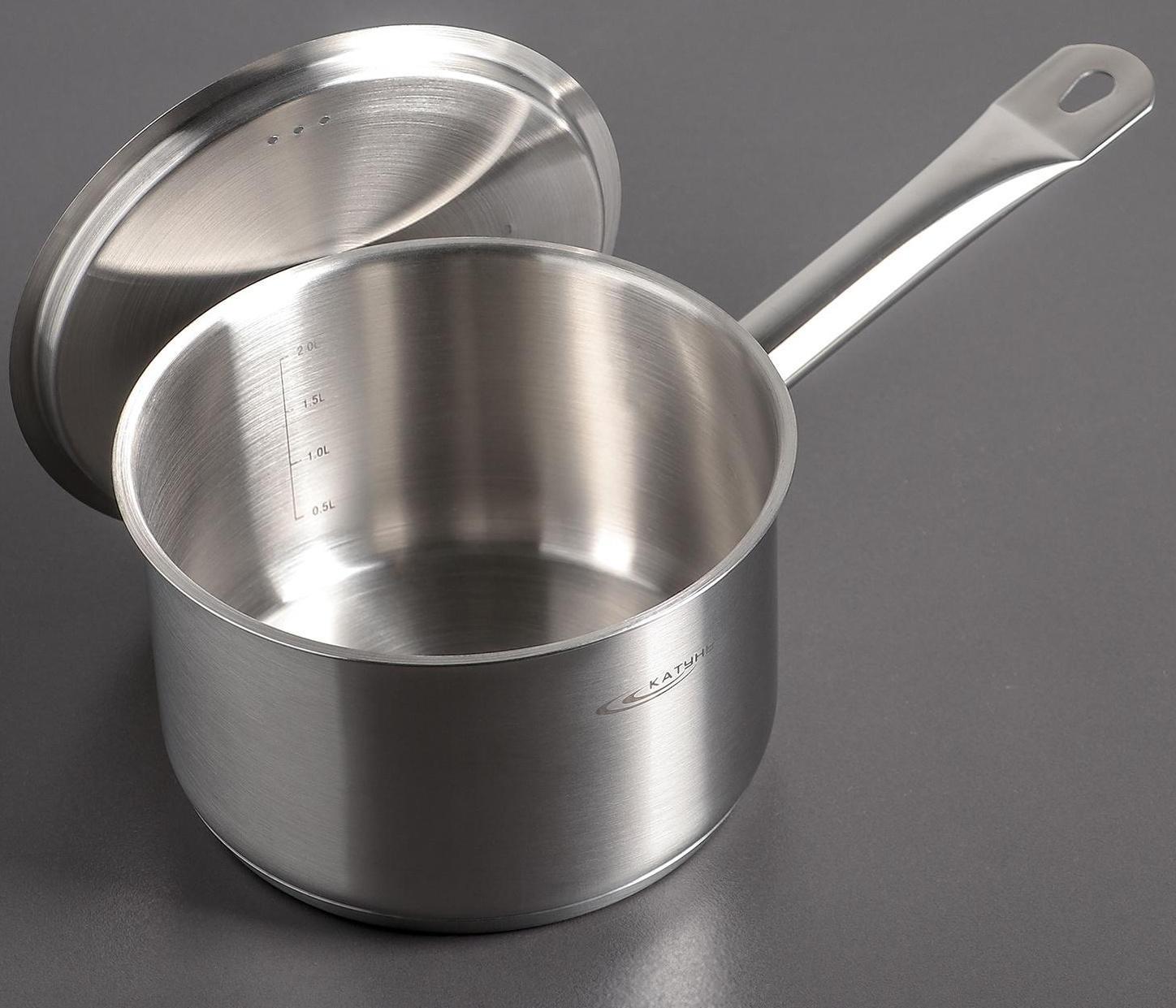 Ковш «Общепит», 2,6 л, d=18 см, h=11 см, металлическая крышка, металлическая ручка, с теплораспределительным слоем