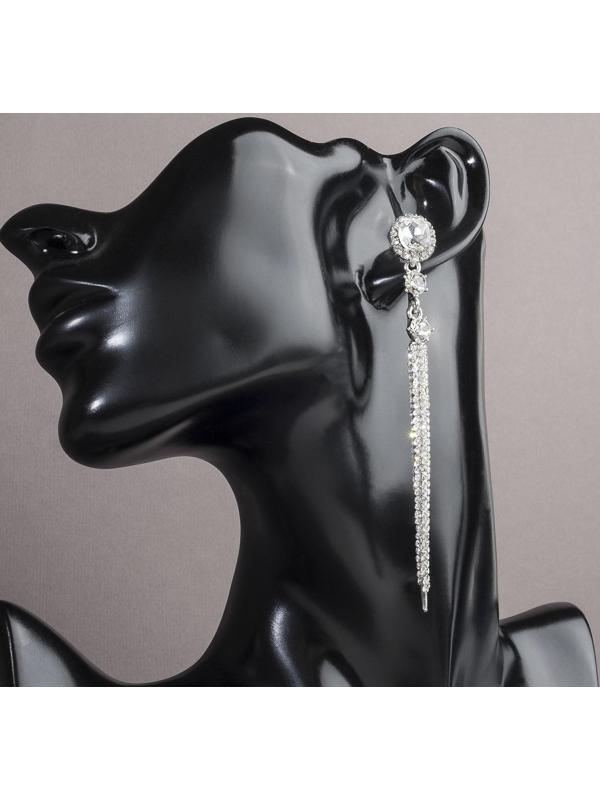 Серьги висячие со стразами 