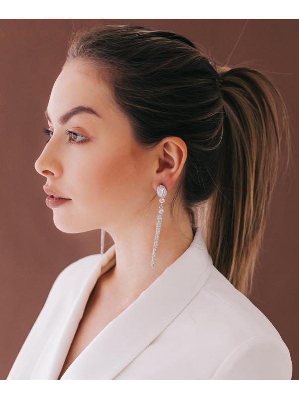 Серьги висячие со стразами 