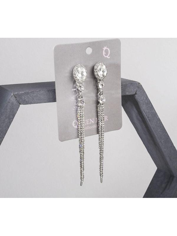 Серьги висячие со стразами 