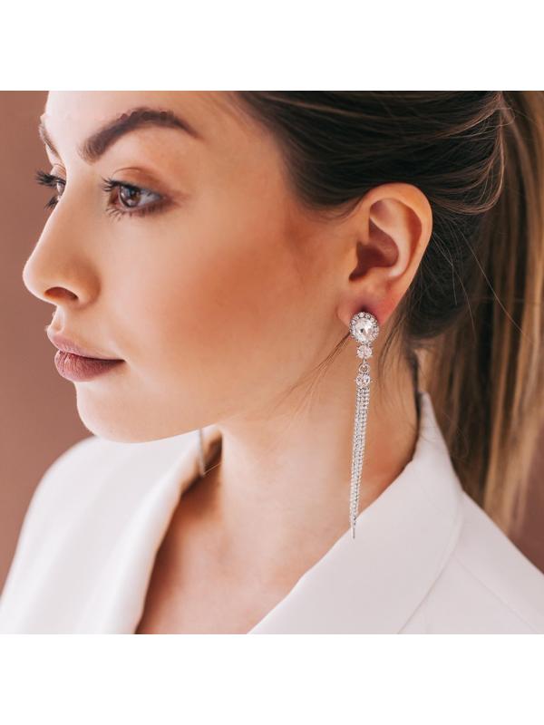 Серьги висячие со стразами 