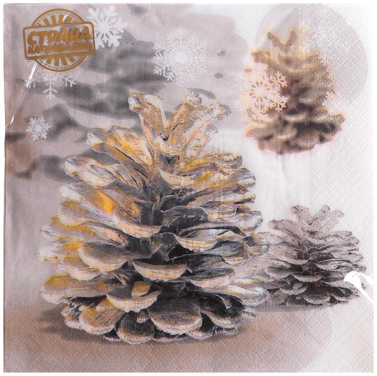 Салфетки бумажные «Шишки», 33х33 см, набор 20 шт.