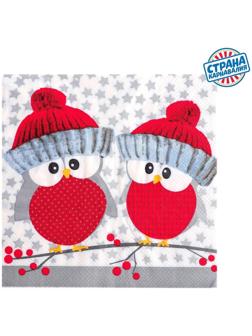 Салфетки бумажные «Совушки в шапочках», 33х33 см, набор 20 шт.