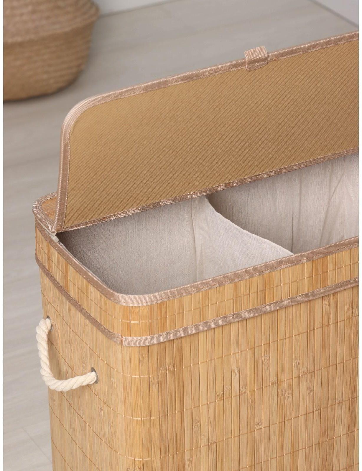 Корзина бельевая с крышкой Доляна «Кантри», 46×26×55 см, цвет бежевый