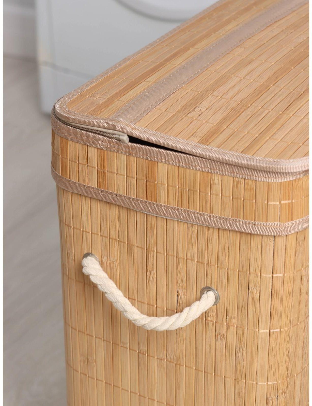 Корзина бельевая с крышкой Доляна «Кантри», 46×26×55 см, цвет бежевый