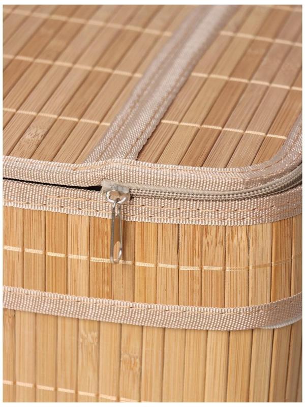 Корзина бельевая с крышкой Доляна «Кантри», 46×26×55 см, цвет бежевый