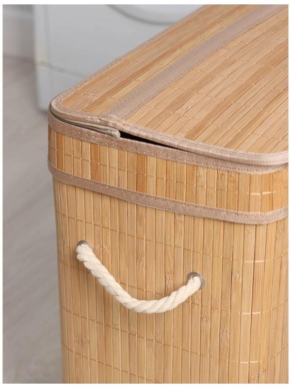 Корзина бельевая с крышкой Доляна «Кантри», 46×26×55 см, цвет бежевый