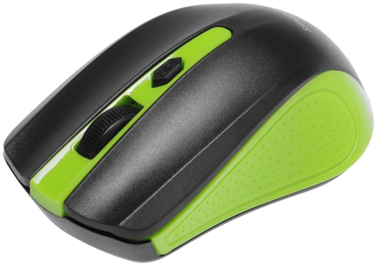 Мышь Smartbuy ONE 352, беспроводная, оптическая, 1600 dpi, 2xAAA (не в компл), зелёно-чёрная