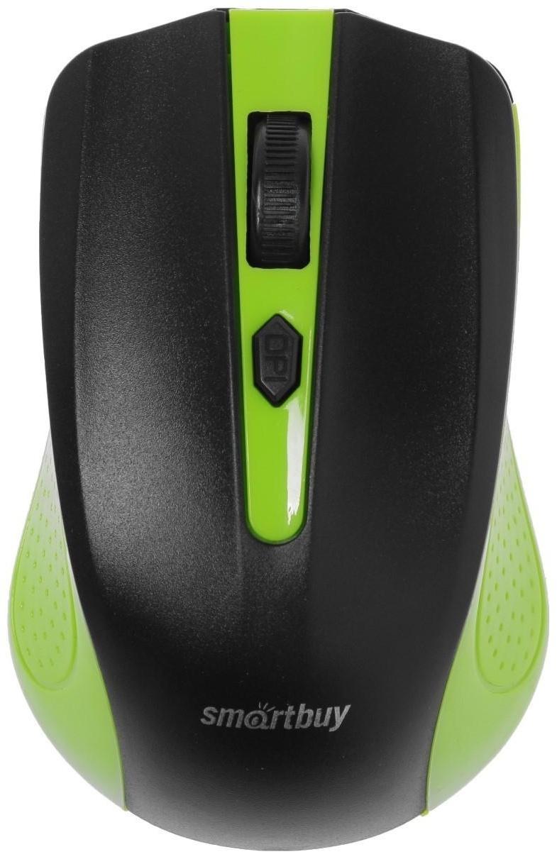 Мышь Smartbuy ONE 352, беспроводная, оптическая, 1600 dpi, 2xAAA (не в компл), зелёно-чёрная