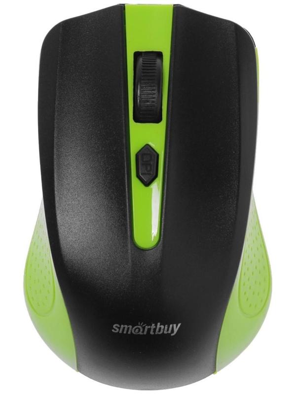 Мышь Smartbuy ONE 352, беспроводная, оптическая, 1600 dpi, 2xAAA (не в компл), зелёно-чёрная