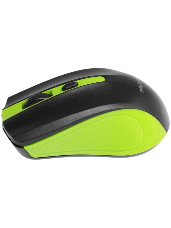 Мышь Smartbuy ONE 352, беспроводная, оптическая, 1600 dpi, 2xAAA (не в компл), зелёно-чёрная