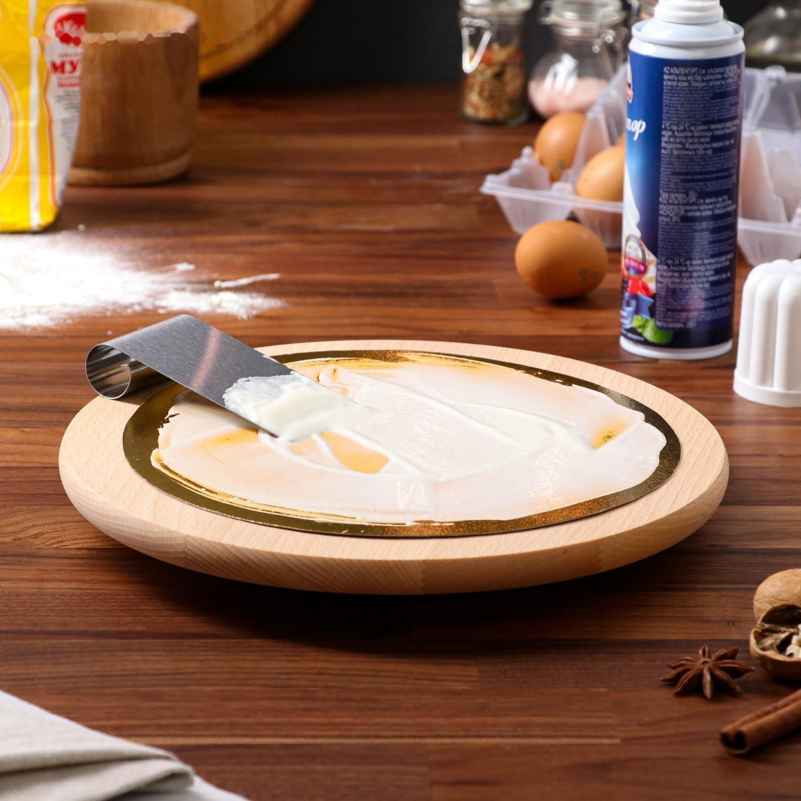 Подставка-доска сервировочная Доброе Дерево, вращающаяся, 30 см, массив бука